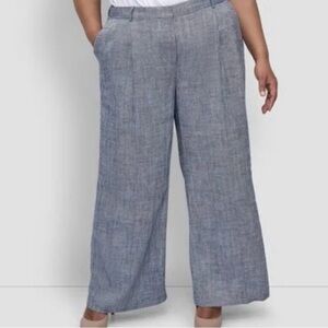 DKNY Wide-Leg Mixed Linen Pants